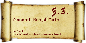 Zombori Benjámin névjegykártya