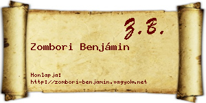 Zombori Benjámin névjegykártya